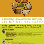 Locandina del convegno Il Recupero nella Gestione Integrata dei Rifiuti nel Lazio